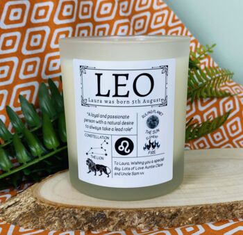 Personalised Leo Horoscope Star Sign Candle, 4 of 11