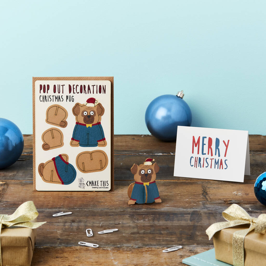 Pop Out Pug Christmas Card By The Pop Out Card Company