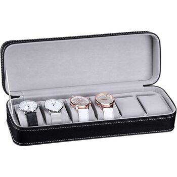 Six Slots Black Watches Storage Box Display Holder Case, 3 of 7