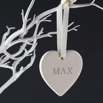 Engraved Ceramic Heart Decoration, 3 of 5