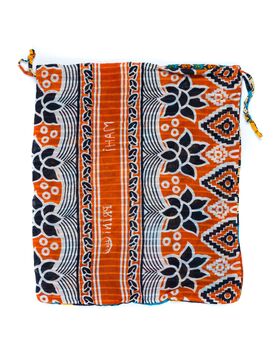 Upcycled Geometric Blue Orange Pouch Bag, 3 of 3