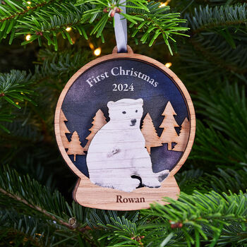 Heritage Polar Bear Snow Globe Christmas Decoration, 2 of 5