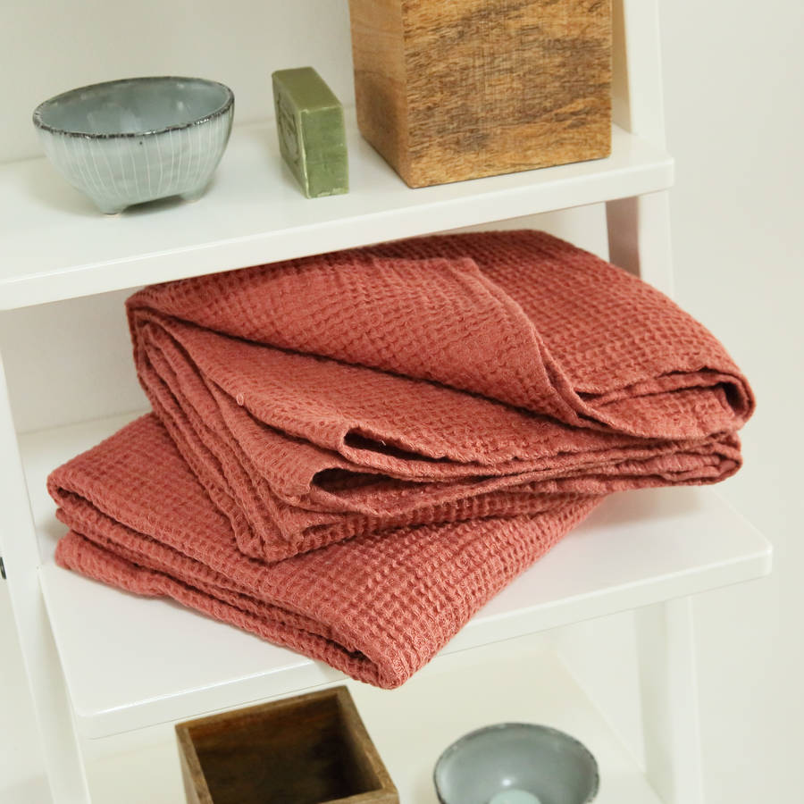 linen waffle bath towel washed by linenme