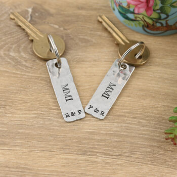 25th Silver Anniversary Numerals Pair Of Keyrings, 3 of 6