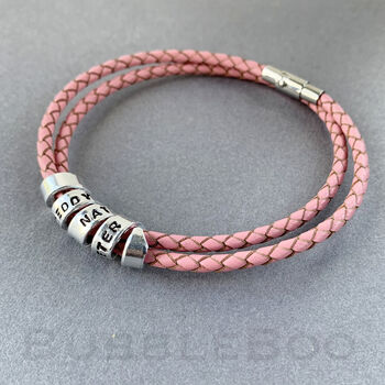 Personalised Secret Message Pink Leather Bracelet, 5 of 5