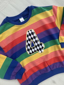 Circus Applique Initial/ Number Kids Rainbow Jumper, 3 of 4
