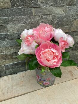 Pink Peonies Artificial Silk Flower Arrangement Mothers Day Gift, 5 of 5