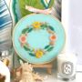 Turquoise Floral Wreath Embroidery Kit, thumbnail 2 of 11