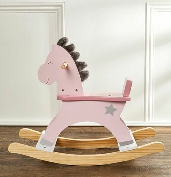 Pink Wooden Rocking Horse, 4 of 5