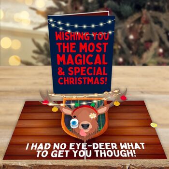 Unhinged 3D Pop-Up Cheeky Deer Funny Birthday Cards For Men & Women – Humorous Birthday Cards, Funny Anniversary Card For Him/Her, Father’s Day