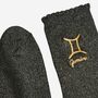 Women's Glitter Socks Black Gold Zodiac Gemini, thumbnail 4 of 5