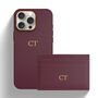 Personalised Gift Set | Genuine Leather iPhone Case And Card Holder | Brown And Burgundy, thumbnail 2 of 4