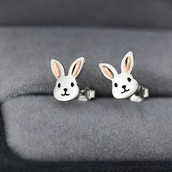 Sterling Silver Cute Bunny Head Earrings, 6 of 12