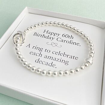 60th Birthday Sterling Silver Bracelet, 2 of 6