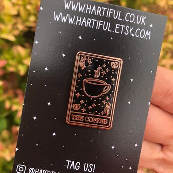 The Coffee Tarot Card Enamel Pin, 5 of 9