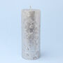 G Decor Adeline Silver Metallic Textured Pillar Candle, thumbnail 2 of 7