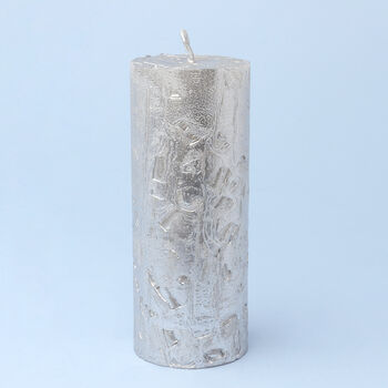 G Decor Adeline Silver Metallic Textured Pillar Candle, 2 of 7