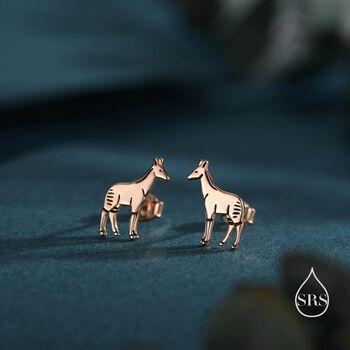 Sterling Silver Tiny Okapi Stud Earrings, 4 of 12
