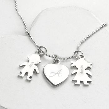 Personalised 'In My Heart' Silver Family Charm Necklace, 3 of 5