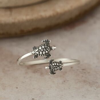 Sterling Silver Adjustable Turtle Ring, 2 of 7