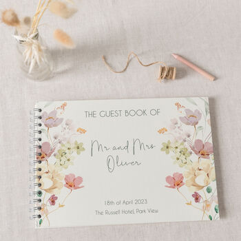 Dusky Roses And Wildflower Wedding Guest Book, 4 of 7