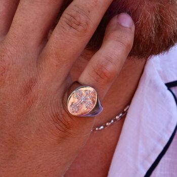 Silver Chunky Cross Ring Stainless Steel Signet Ring For Men, 7 of 9