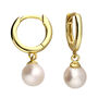 Mini Pearl Drop Huggie Earrings, thumbnail 3 of 5