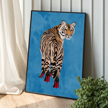 Custom Personalised Tiger In Heels Art Print, 3 of 6