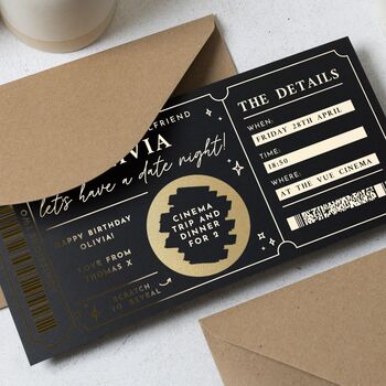 Personalised Cinema Date Night Voucher For Girlfriend, 5 of 9