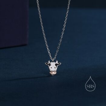 Tiny Dairy Cow Pendant Necklace In Sterling Silver, 2 of 12