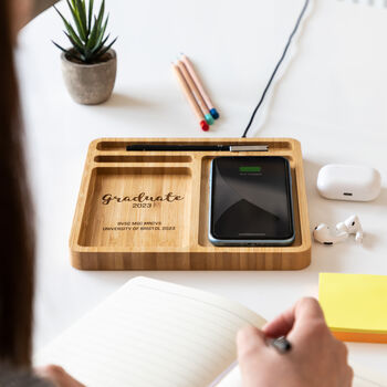 Personalised Graduation Gift Wireless Charger Desk Tidy, 4 of 6
