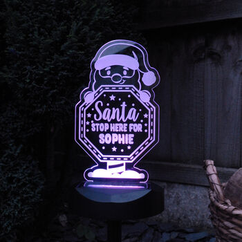 Personalised Santa Stop Here Solar Light – Christmas Outdoor LED, 5 of 9