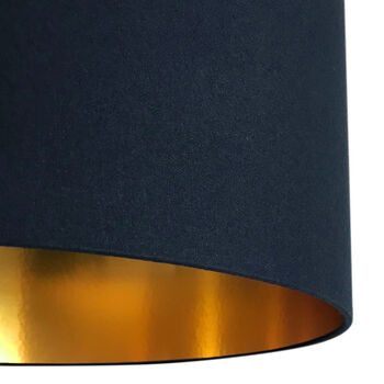 Deep Space Navy Lampshade With Copper Or Gold Foil Lining, 3 of 5