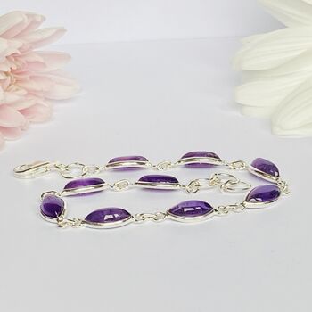 Solid Silver Bracelets With Natural Amethyst Gemstones, 4 of 4
