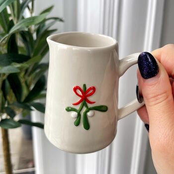 Ceramic Milk Jug With Embossed Mistletoe Motif, 5 of 7