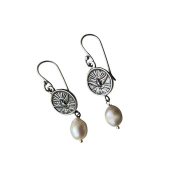 Dove And Pearl Pearl Drop Earrings, 3 of 3