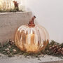 Amber Glass Pumpkin Decoration With LED Pillar Candle, thumbnail 2 of 3