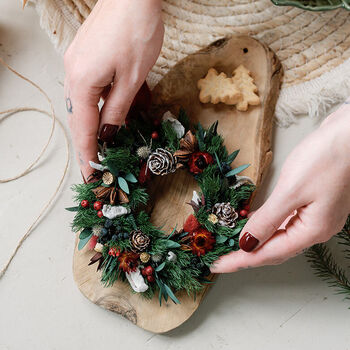 Red Scandi Dried Flower Christmas Wreath Bauble, 4 of 4