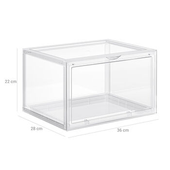 Three Stackable Clear Plastic Shoe Boxes Organisers, 7 of 7