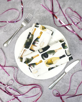 Champagne Napkin Set | Celebration Gift | Hand Drawn Cotton Napkins, 5 of 5