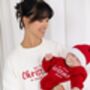 Baby's First Christmas Personalised Embroidered Sweatshirt With Optional Matching Mummy Jumper, thumbnail 7 of 7