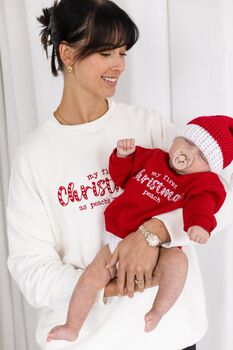 Baby's First Christmas Personalised Embroidered Sweatshirt With Optional Matching Mummy Jumper, 7 of 7