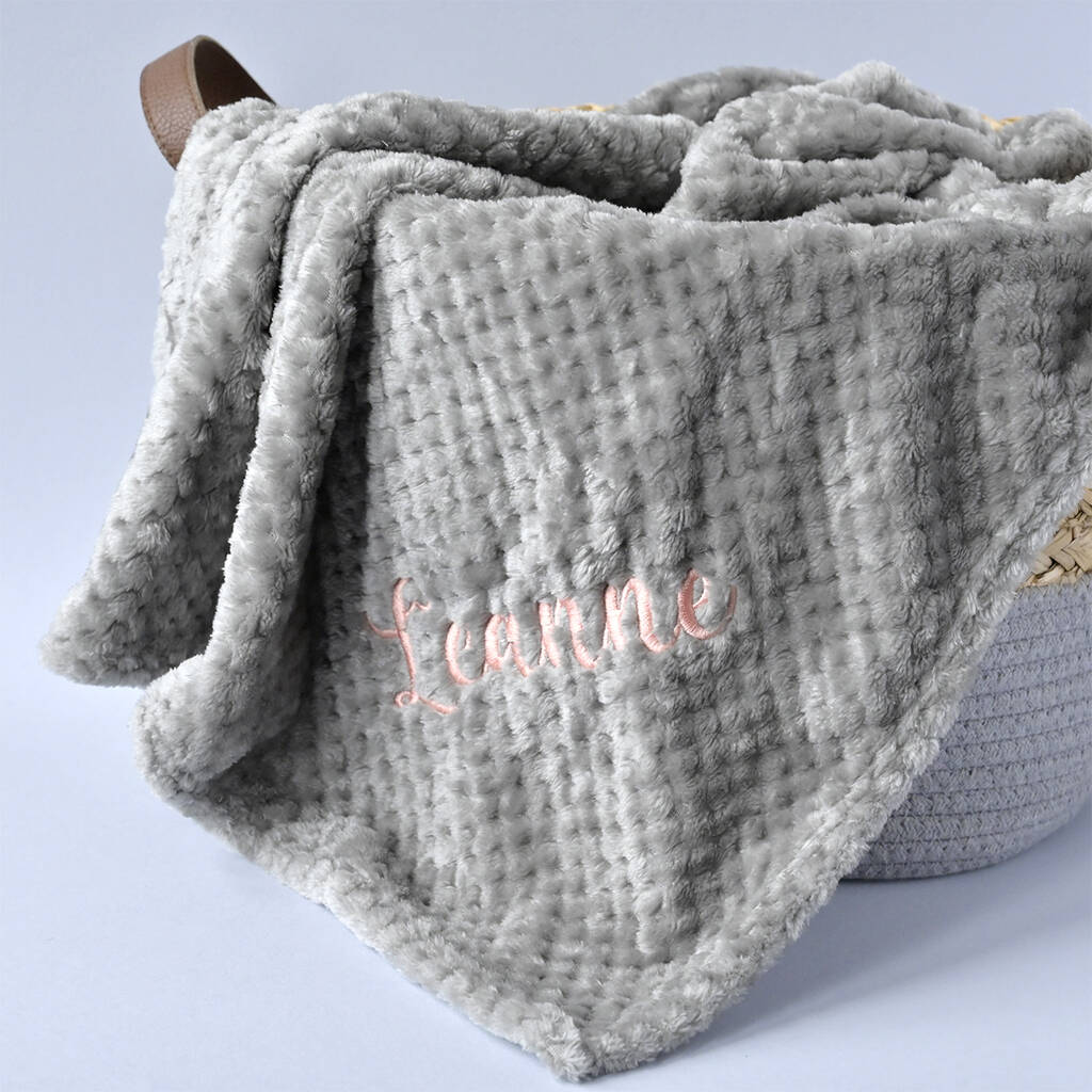 Personalised Grey Honeycomb Baby Blanket, 1 of 8