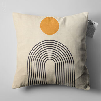 Abstract Ecru Geometric Cushion Cover With Orange Black, 5 of 7