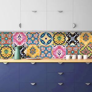 Tile Stickers And Transfers For Bathroom Notonthehighstreet Arabic Multicoloured Tile Stickers Set Pack Of 24 Tiles