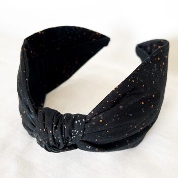 Black And Gold Speckle Knotted Headband, 3 of 4