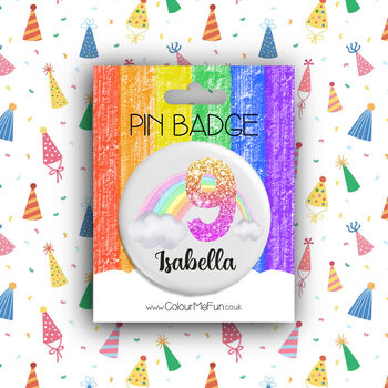 Personalised Rainbow Birthday Badge, 2 of 5