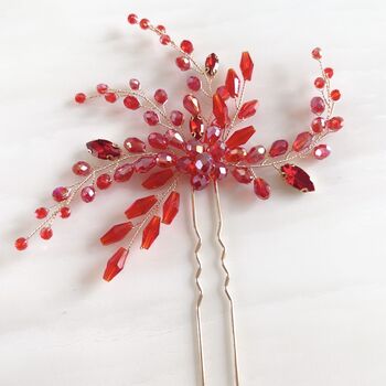 Vibrant Red Crystal Hair Pin, 4 of 6