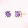 Lavender Amethyst Round Stud Earrings In Sterling Silver And Gold Vermeil, thumbnail 6 of 12