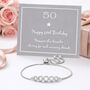 50th Birthday Five Ring Drawstring Bracelet, thumbnail 1 of 5
